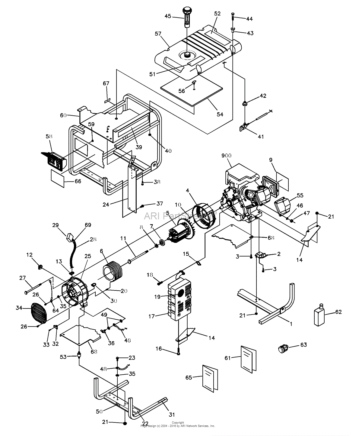 Briggs and Stratton Power Products 1654-0 - 5,500 Watt Parts Diagram ...