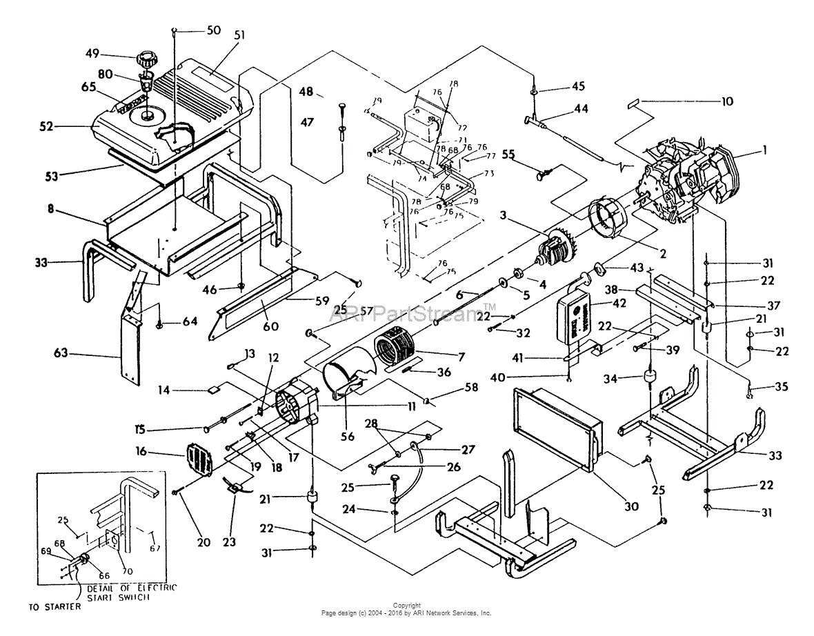 Briggs and Stratton Power Products 0491-0 - GN 6,500 E Parts Diagram ...