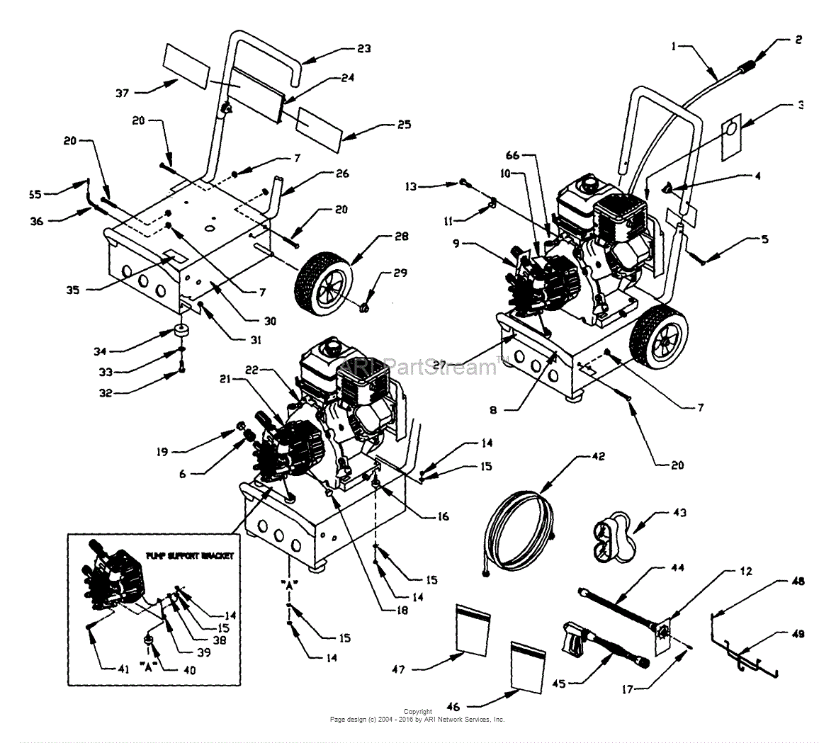 Briggs and Stratton Power Products 10421 2,250 PSI Parts Diagram for