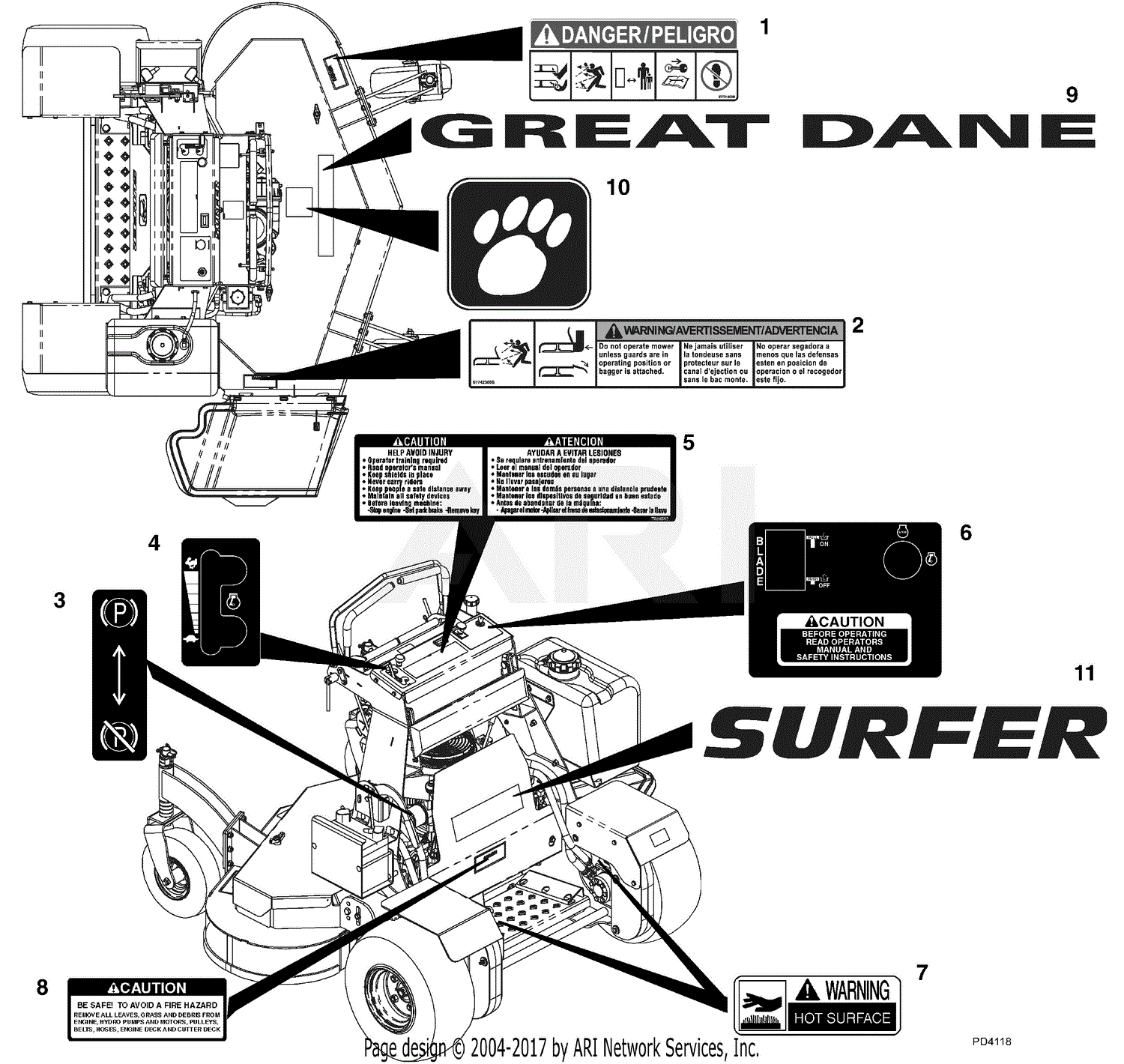Great Dane Super Surfer Series 2 mowing 