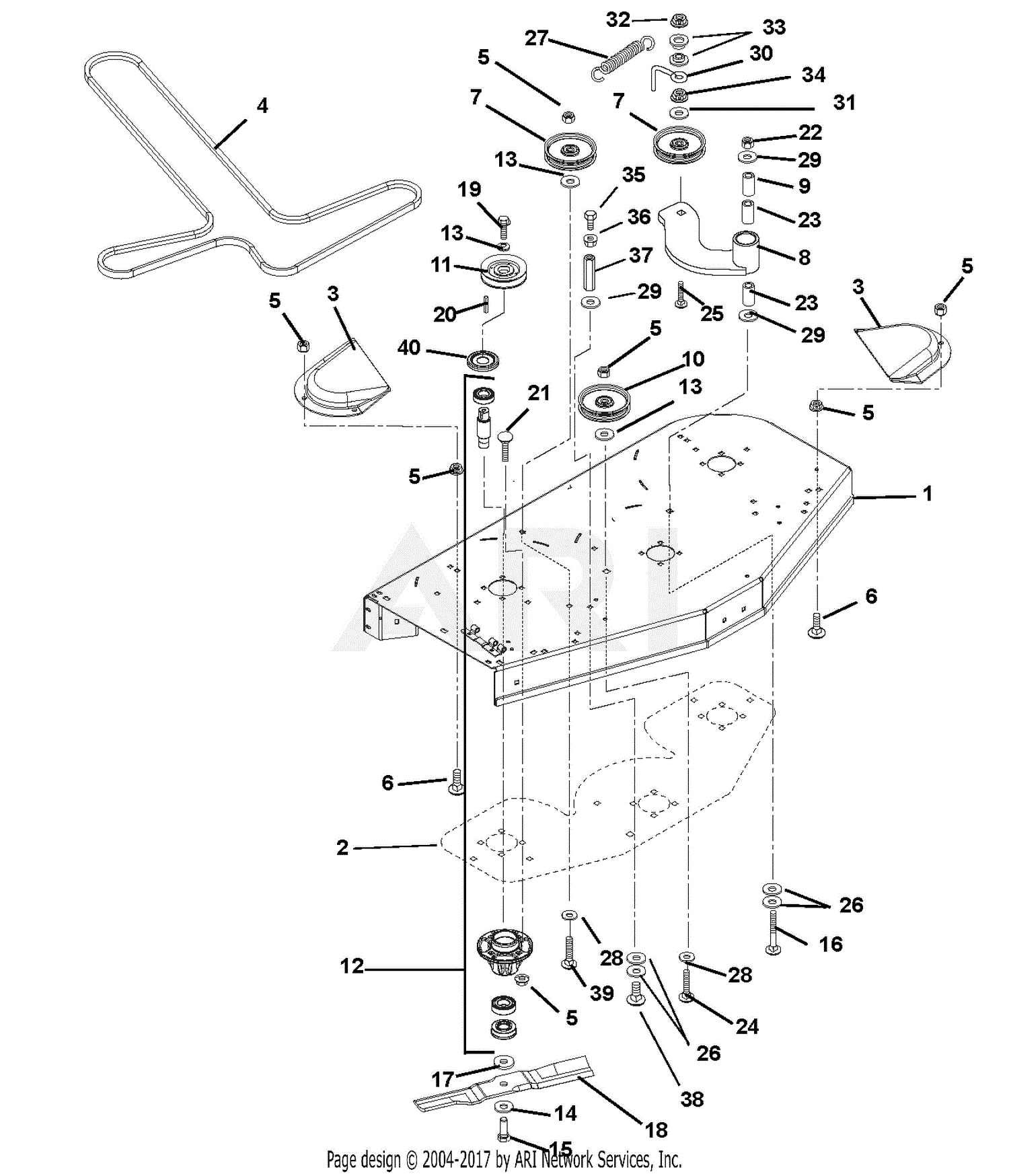 Gravely 915600 (000101 - ) 1840 Parts Diagram for Mower Deck, Belt ...