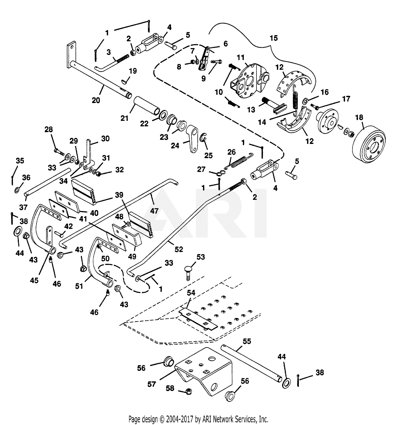 Gravely 51000 24-G Parts Diagram for BRAKE LINKAGE