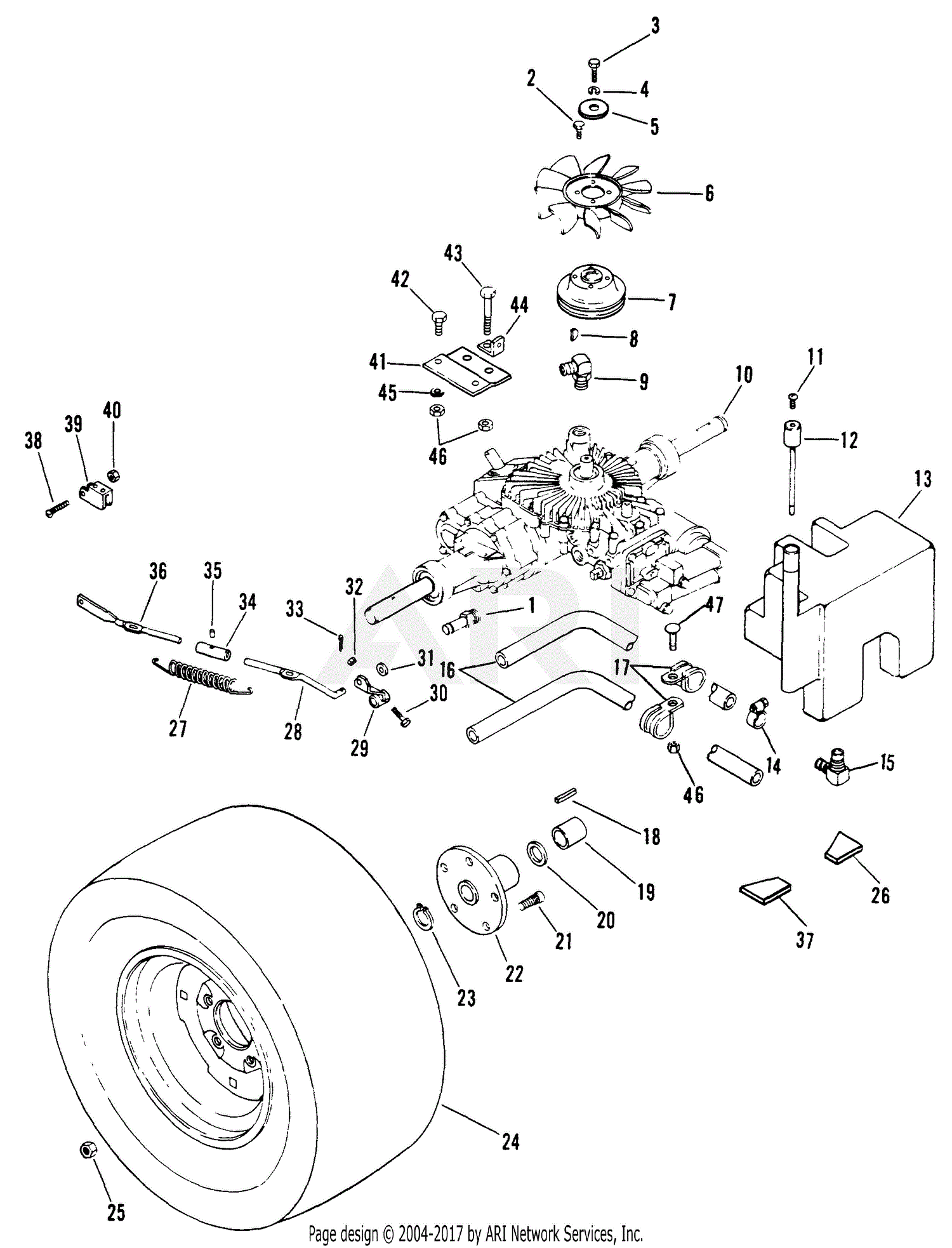 Gravely 50271 GEM, 16hp B&S, Hydro Drive Parts Diagram for HYDROSTATIC ...