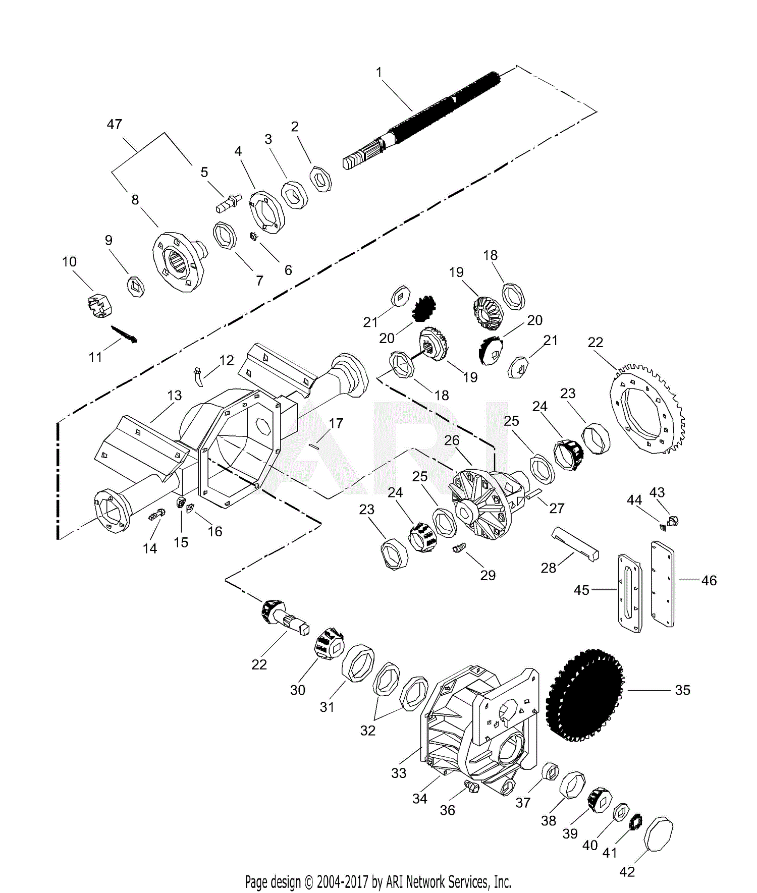 Gravely 987104 (000101 - ) GT 600, 22hp Kohler Parts Diagram for Rear Axle