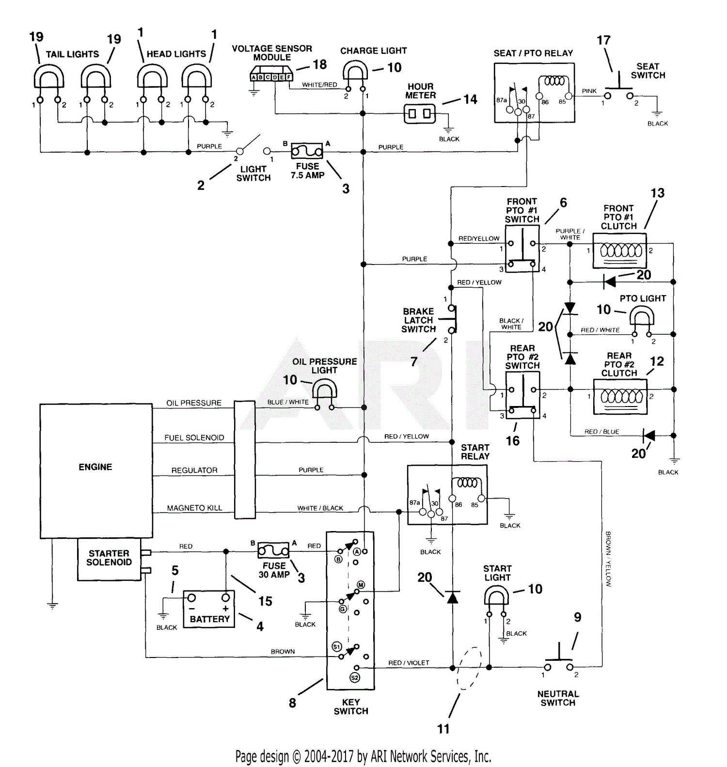 Gravely 987104 (000101 - ) GT 600, 22hp Kohler Parts Diagram for Wiring Battery For 22 Hp Kohler Engine