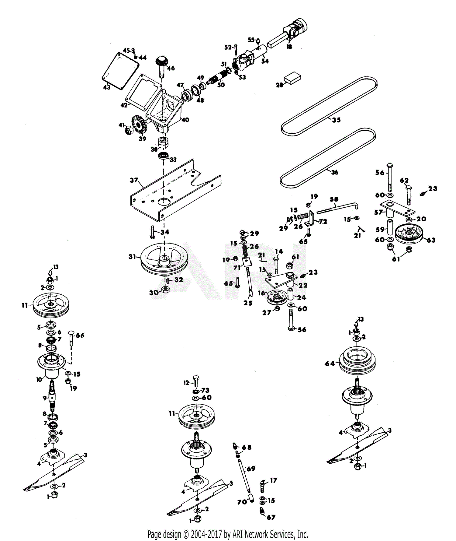 Gravely 31229 Mower Lift 4 Wheel Tractor Parts Diagram for Mower Drive