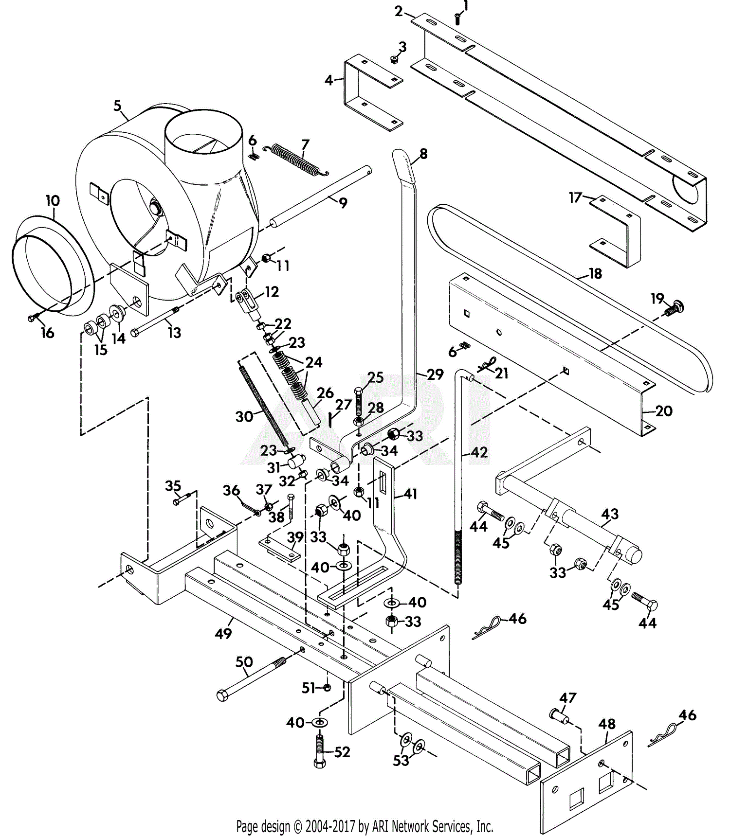 Gravely 40655 Grass Bagger Blower 4 Wheel Tractor Parts Diagram for ...