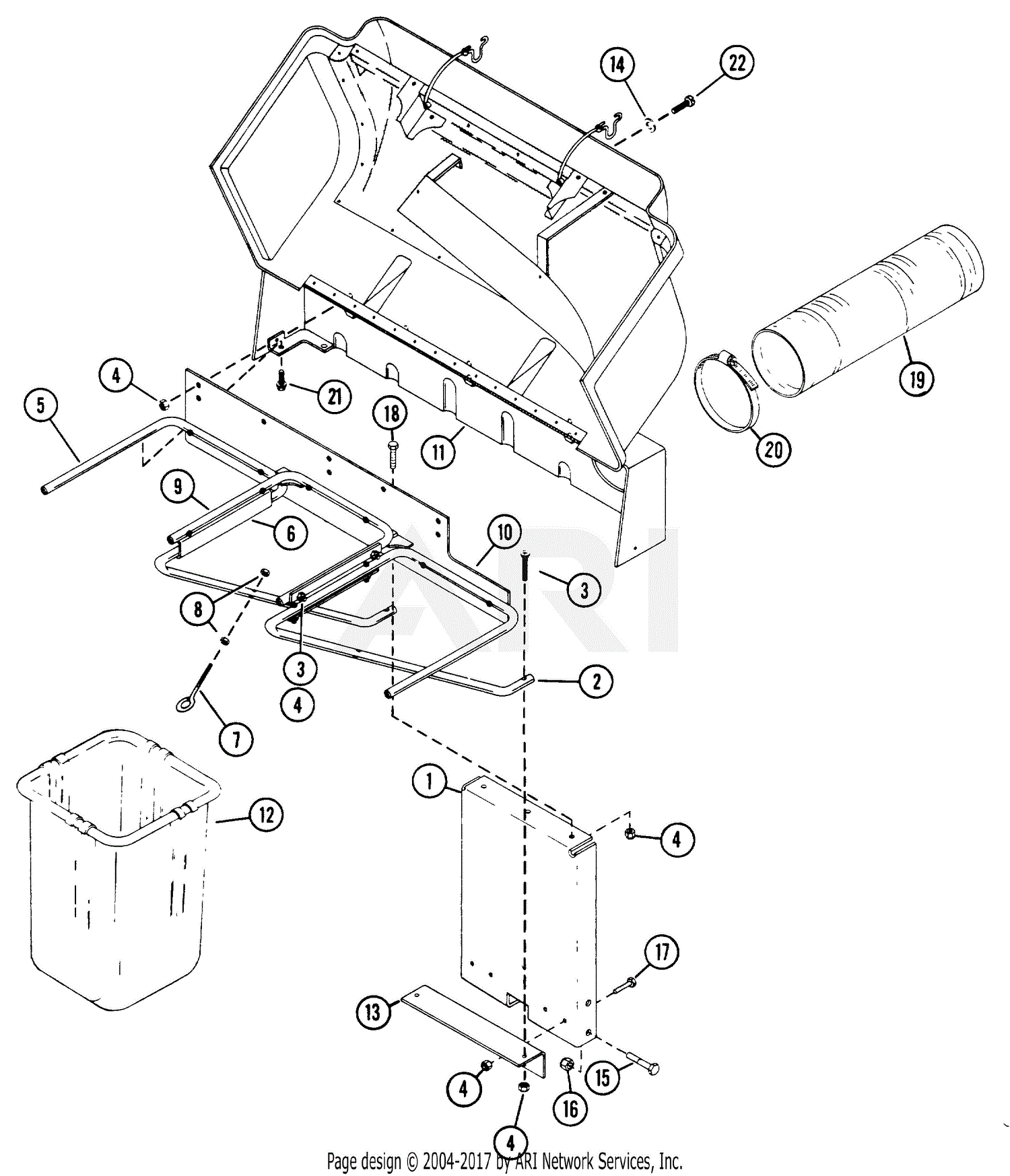 Gravely 42293 Grass Bagger 3-Basket 4 Wheel Tractor Parts Diagram for ...