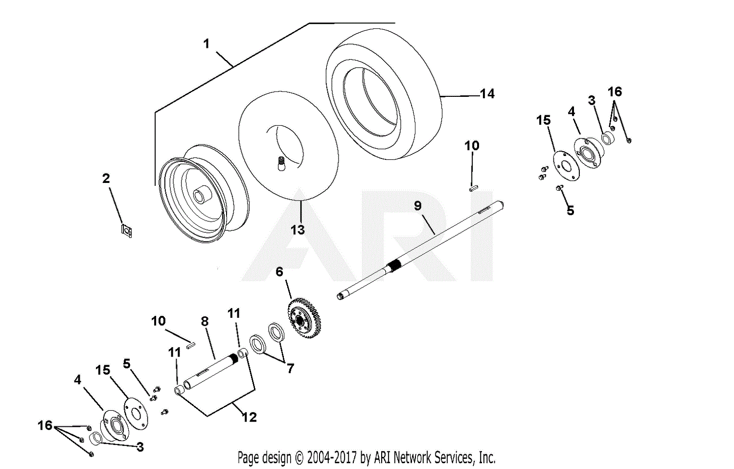 Gravely 926046 (040000 - ) Power Brush 36 Parts Diagram for Wheels And ...