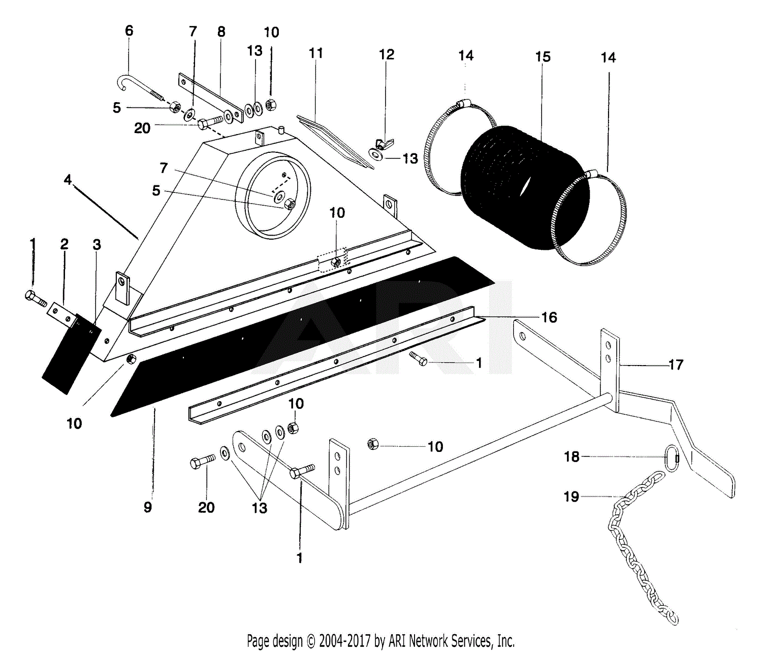 Gravely 992700 (000101 - 000171) Pro VAC 1050 18hp Parts Diagram for SCOOP