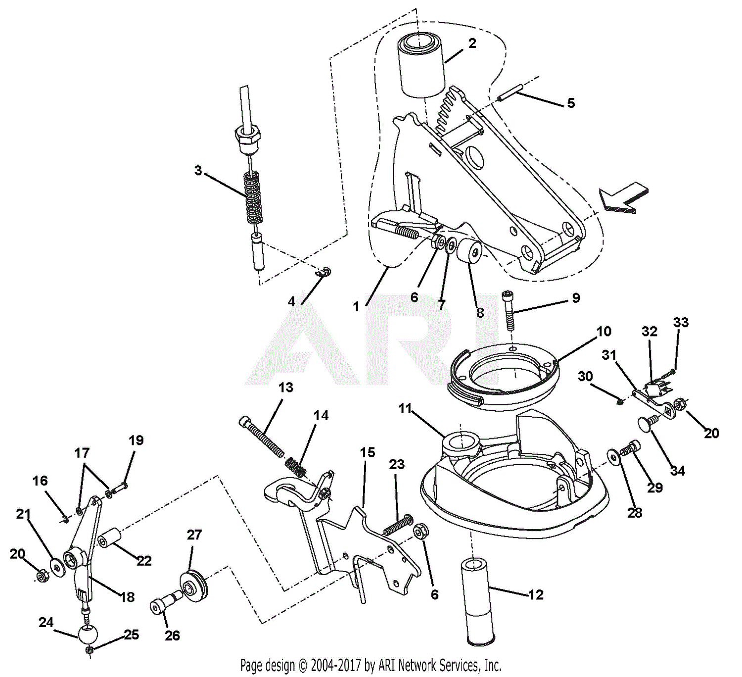 Gravely 985401 (000101 - ) Rapid M Parts Diagram for Handlebar Swivel