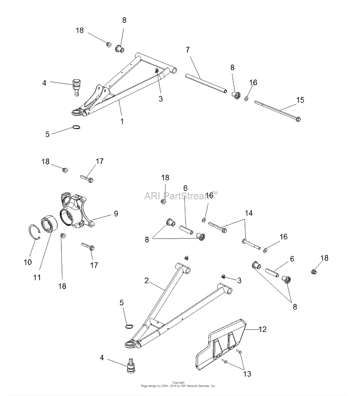 Gravely 996201 (150101 - ) JSV-6000 Gas Parts Diagram for Front Suspension