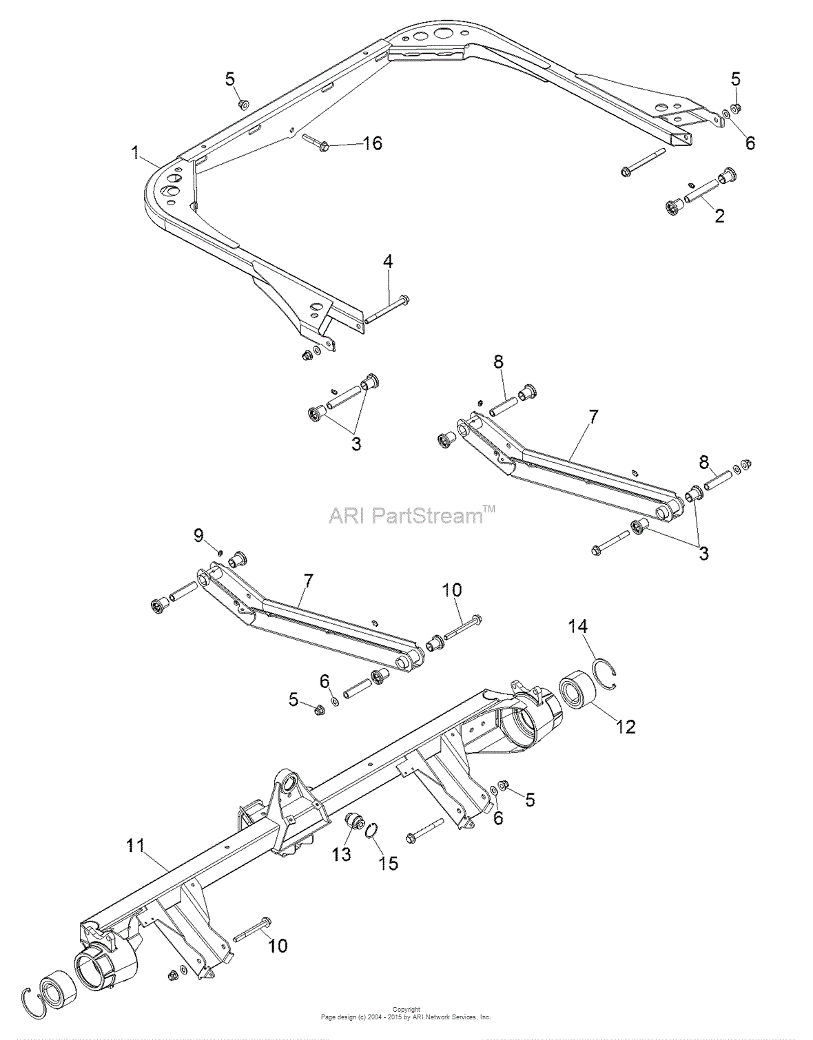 Gravely 996201 (150101 - ) JSV-6000 Gas Parts Diagram for Rear Suspension