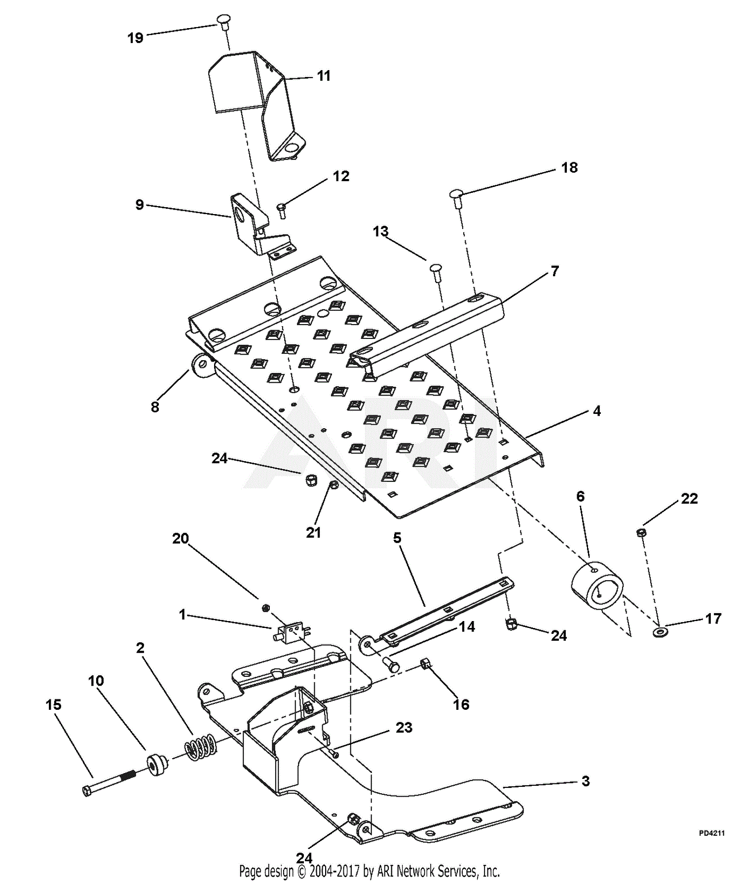 Gravely 994110 (000101 - ) 2452FL 24hp 52" Floating Deck Parts Diagram