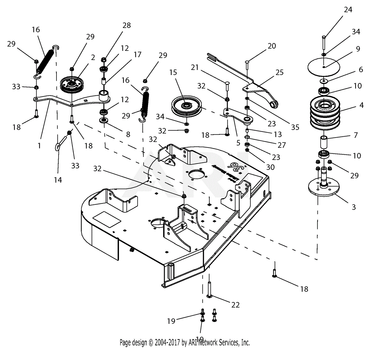 Gravely 994119 (000101 - 039999) Pro-Stance 36 Parts Diagram for Idlers ...