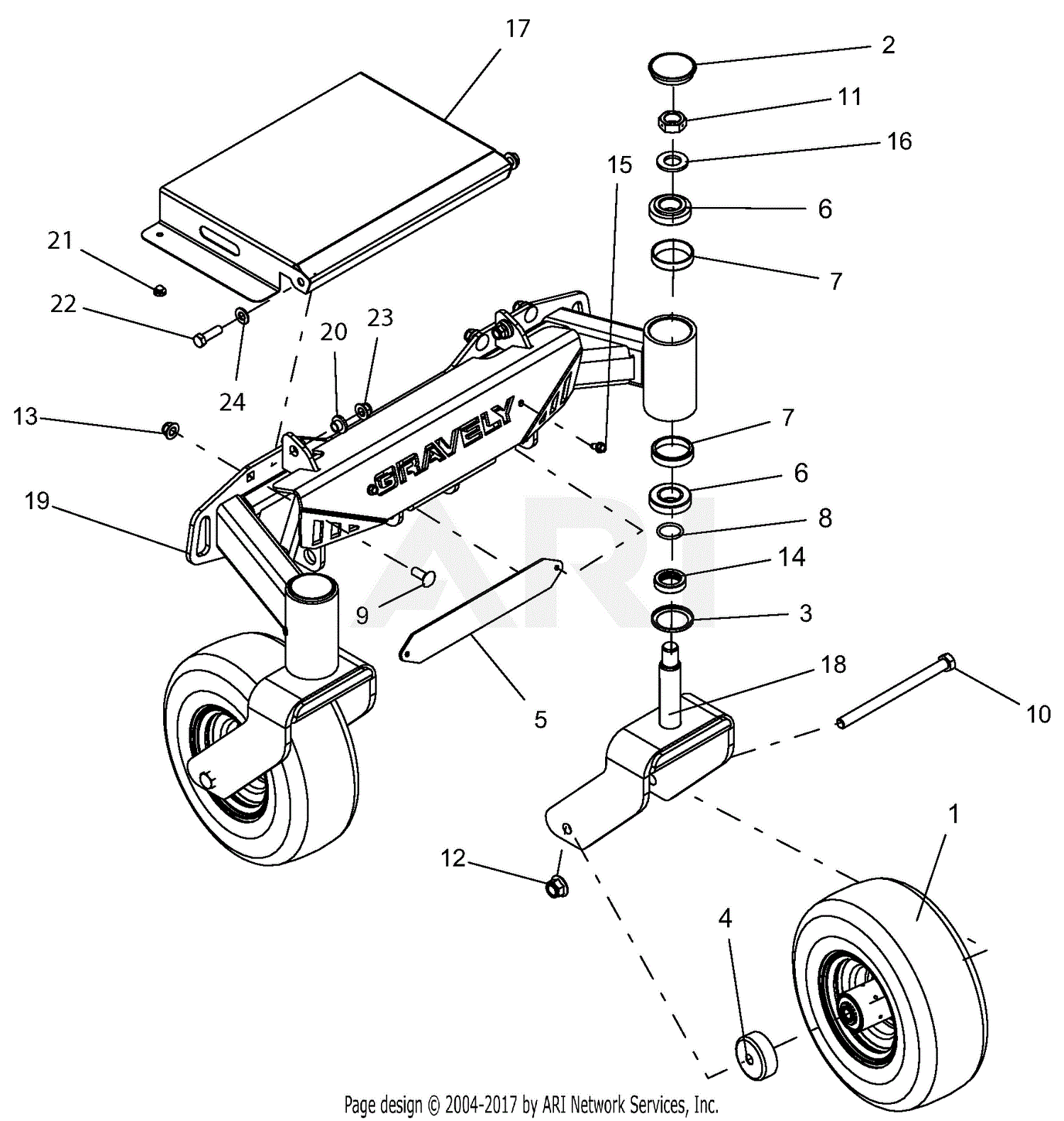 Gravely 994119 (040000 - ) Pro-Stance 36 Parts Diagram for Front Axle