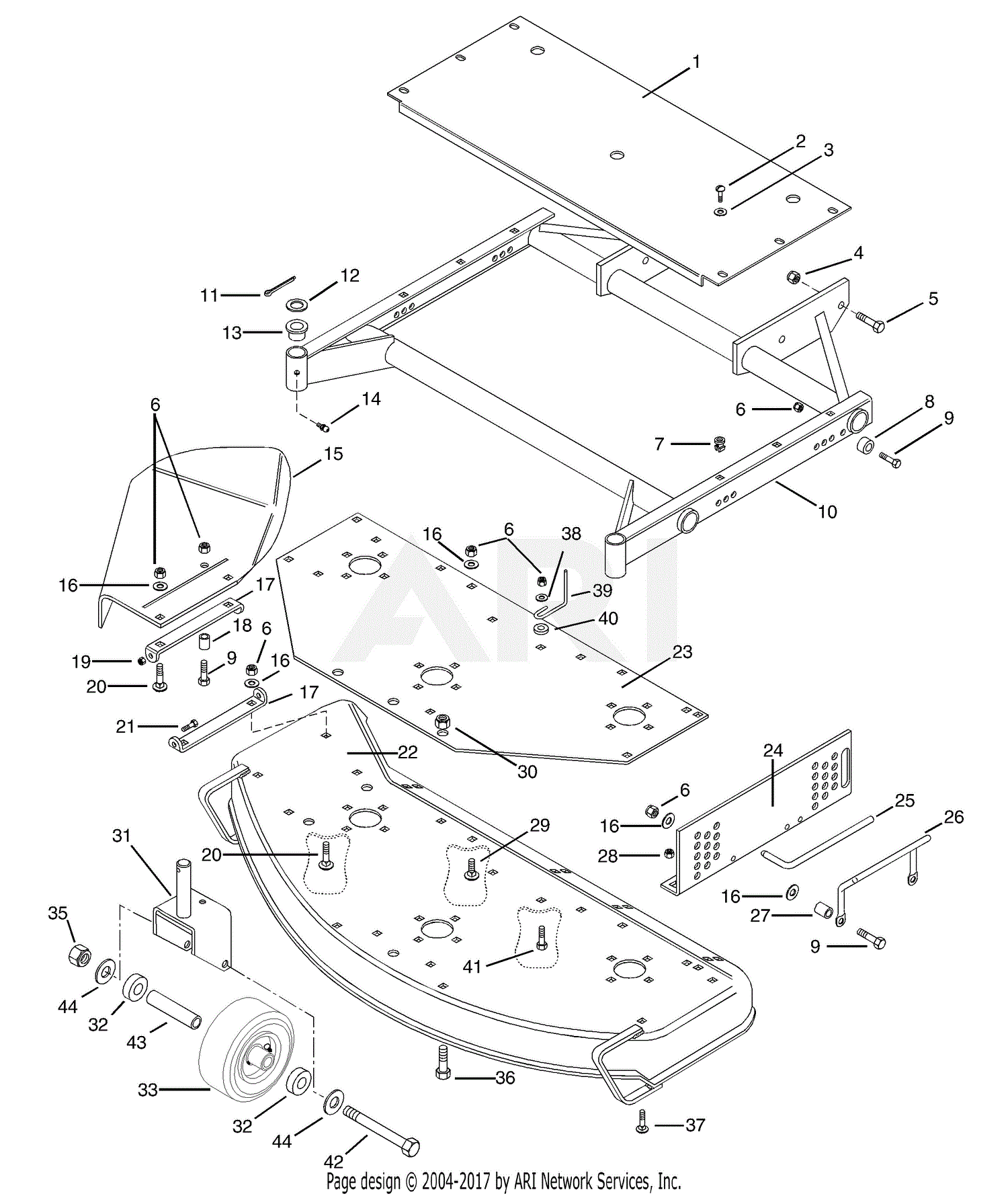 Gravely 888048 (010000 - ) 50" Deck Pro 150 Parts Diagram for Mower Frame