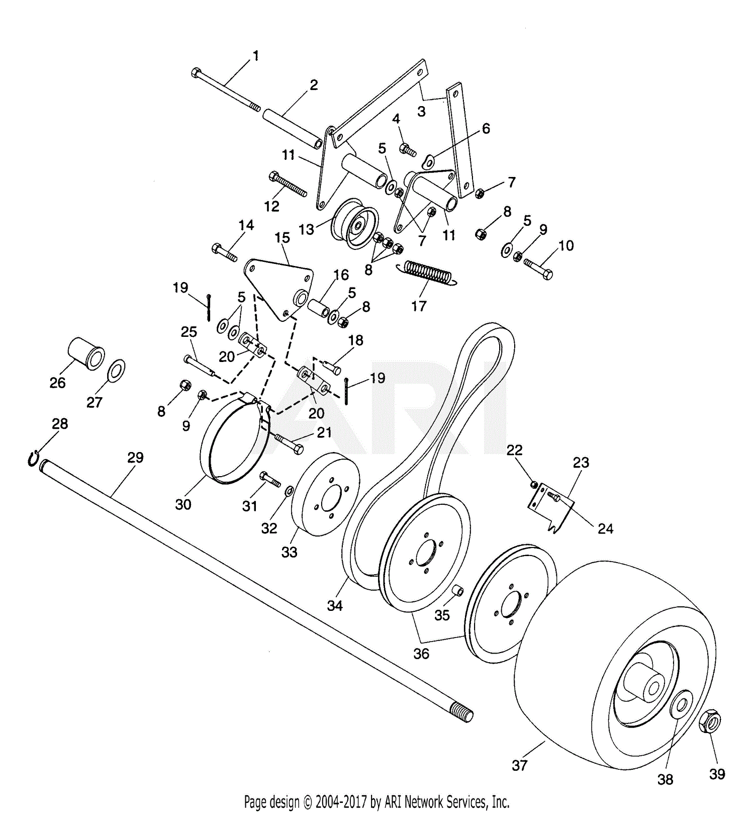 Gravely 52860 Pro 200, 16hp Kohler Parts Diagram for Wheel Drive