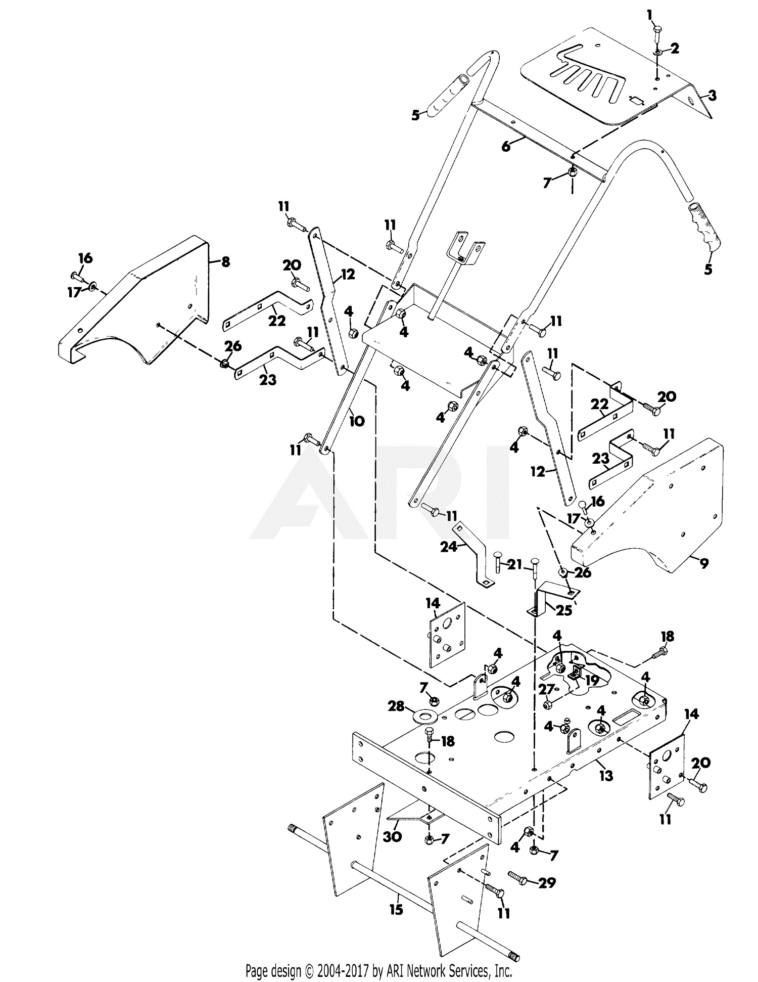 Gravely 988031 (000101 - ) Pro Power Unit, 16hp B&S Parts Diagram for FRAME