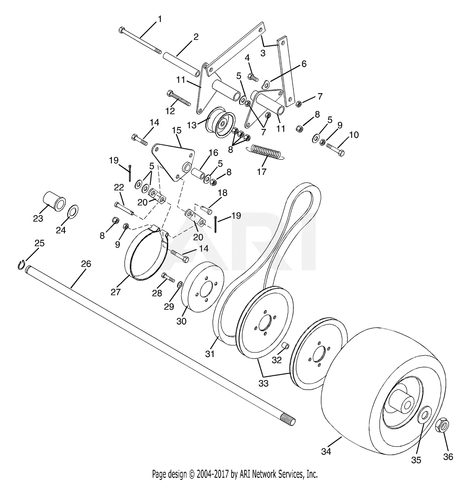 Gravely 988085 (010000 - ) Pro 200, 18hp Robin Parts Diagram For Wheel 