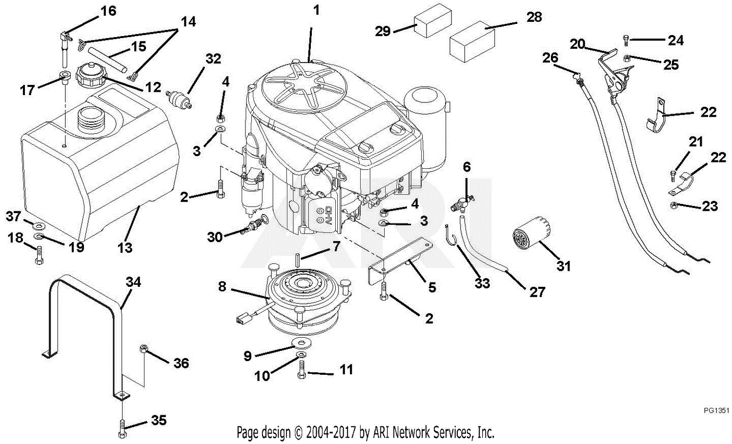 Gravely 988115 (003000 - ) GR1548FXP Parts Diagram for Engine, Fuel And ...