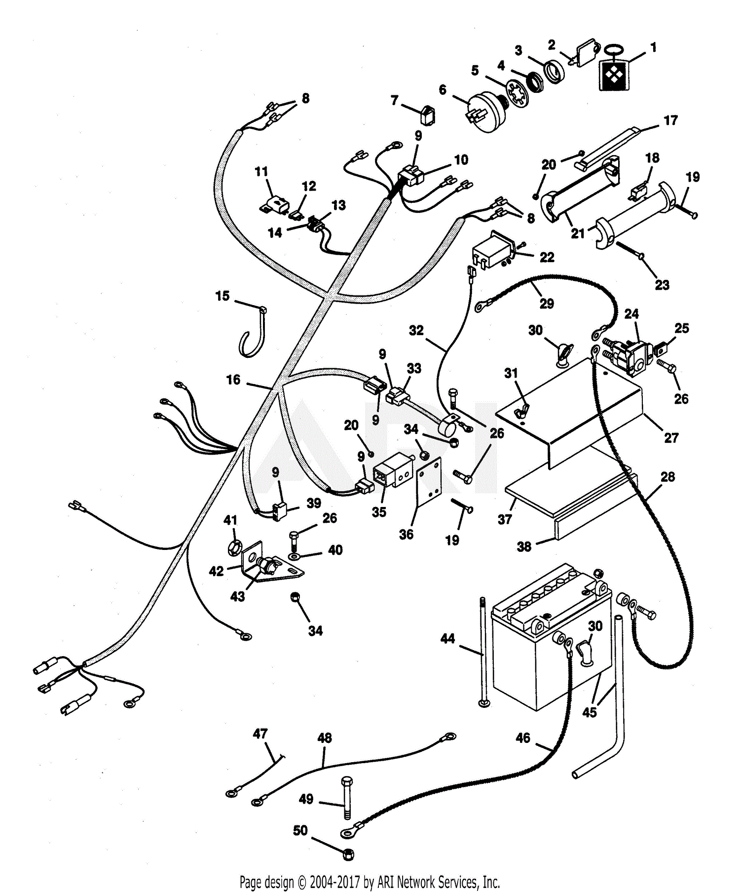 Gravely 52664 Pro 300, 16hp B&S Parts Diagram for Electrical System