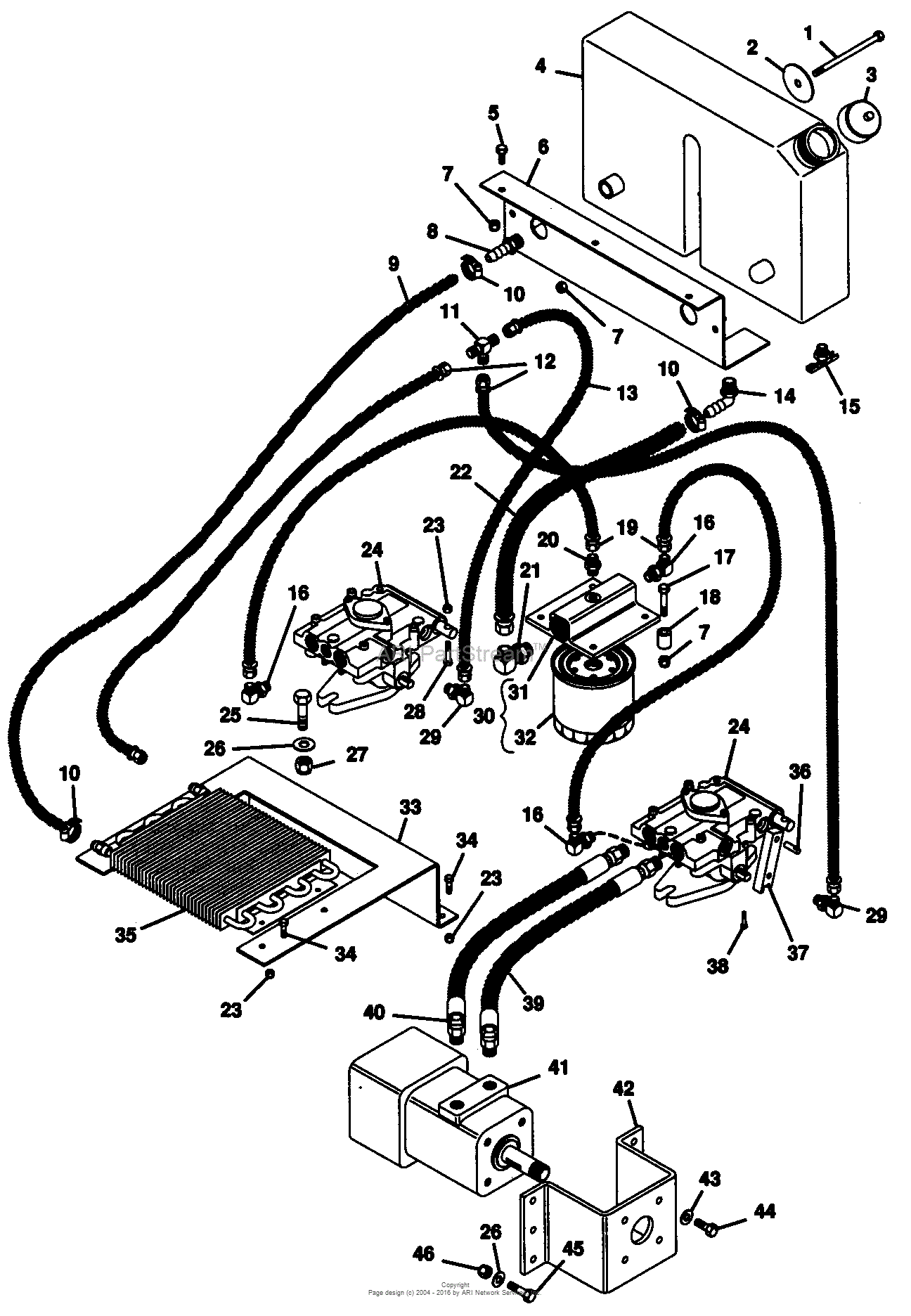 Gravely 53271 Pro 300, 16hp B&S Parts Diagram for HYDRAULIC SYSTEM