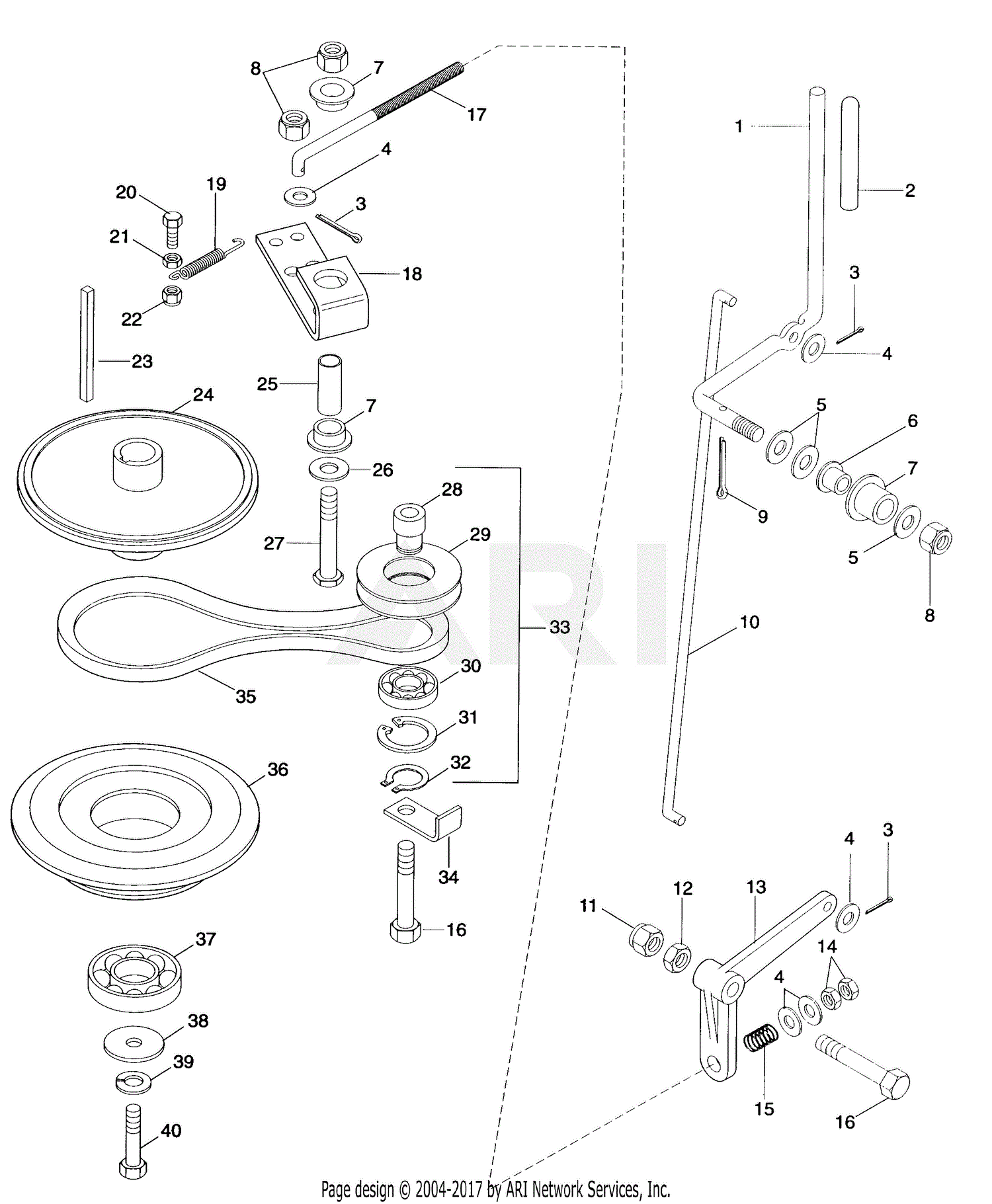 Gravely 988065 (000101 - ) Pro 300, 14hp Kawasaki Parts Diagram for PTO ...