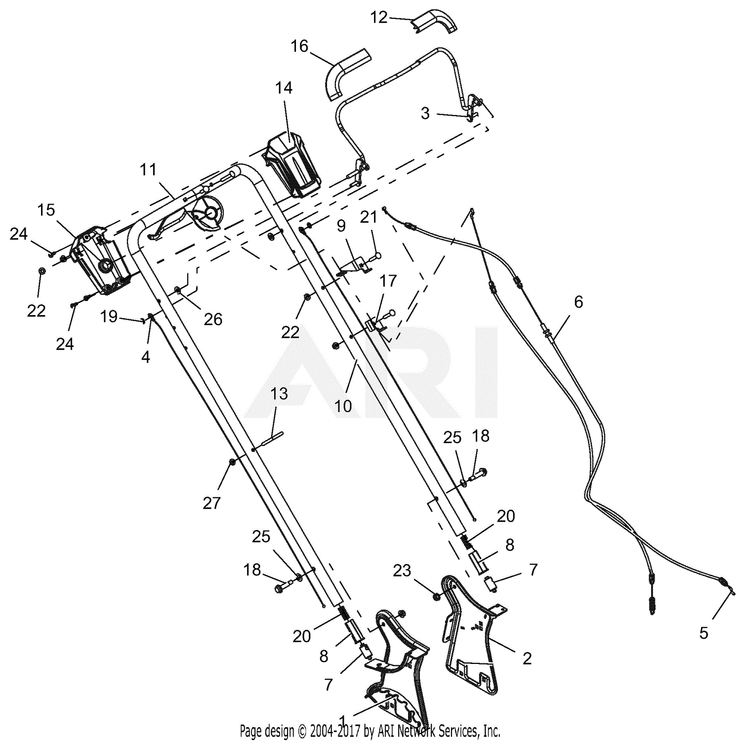 Gravely 911174 (026162 - 026853) XD3 LMSP Parts Diagram for Handlebar ...