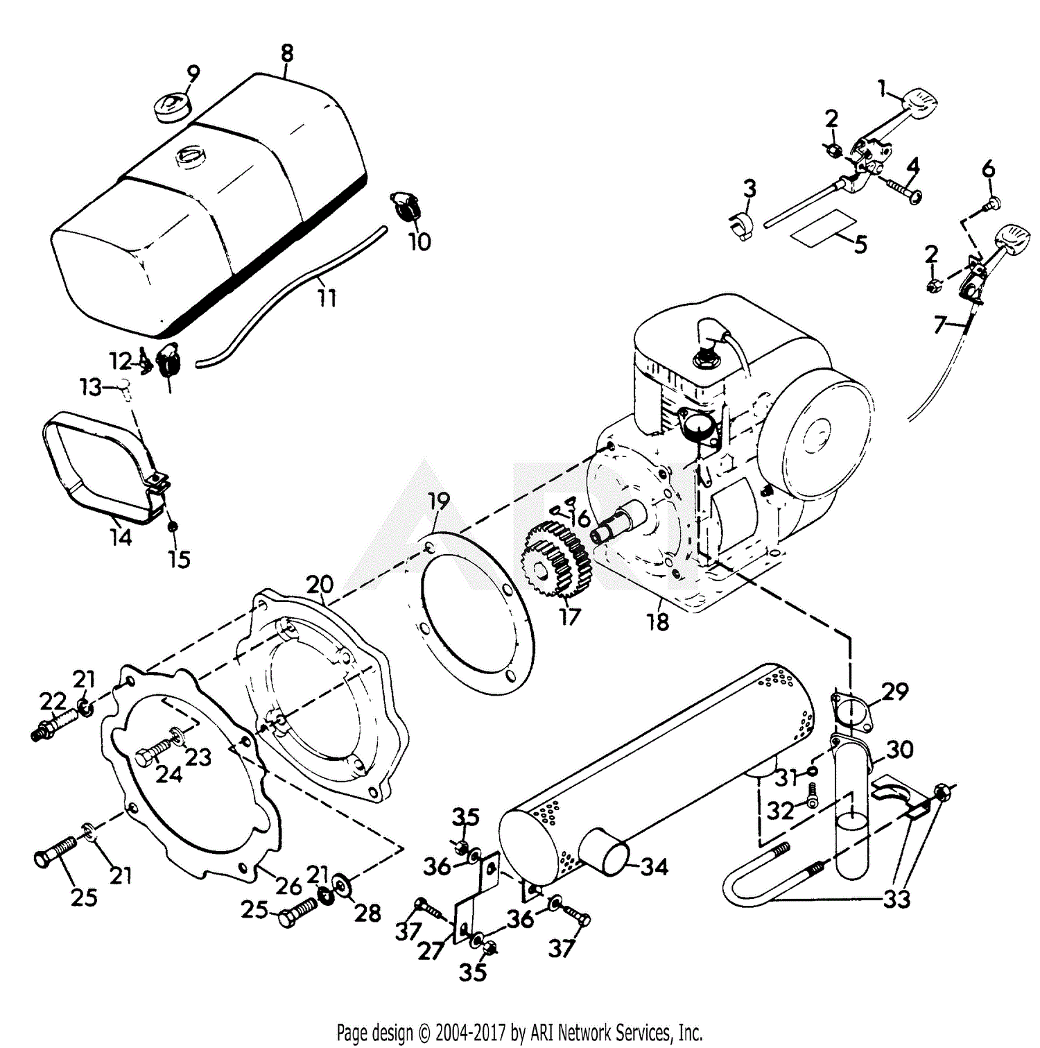 Gravely 985066 (000101 - ) 2 Wheel Tractor, 16hp, 4 SP Electric Start ...