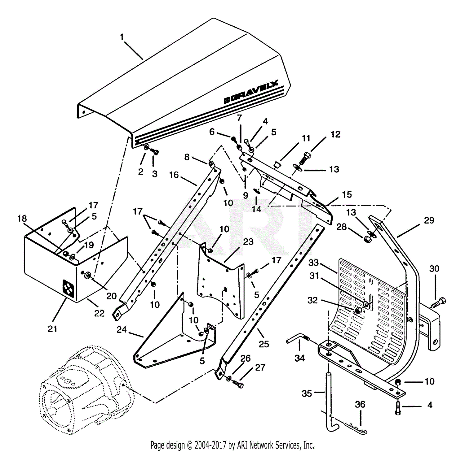 Gravely 985104 (000101 - ) 2 Wheel Tractor, 8hp, 4 SP Manual Start ...