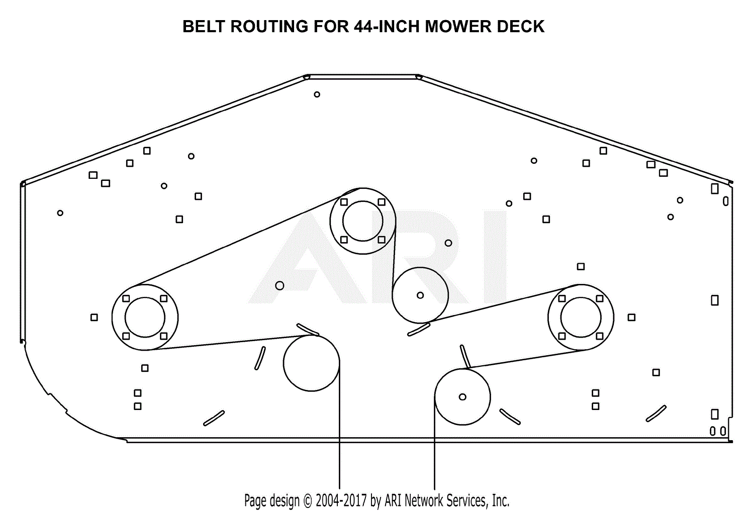 Gravely 515149-44" ZT Deck Kit Parts Diagram for Belt Routing For 44