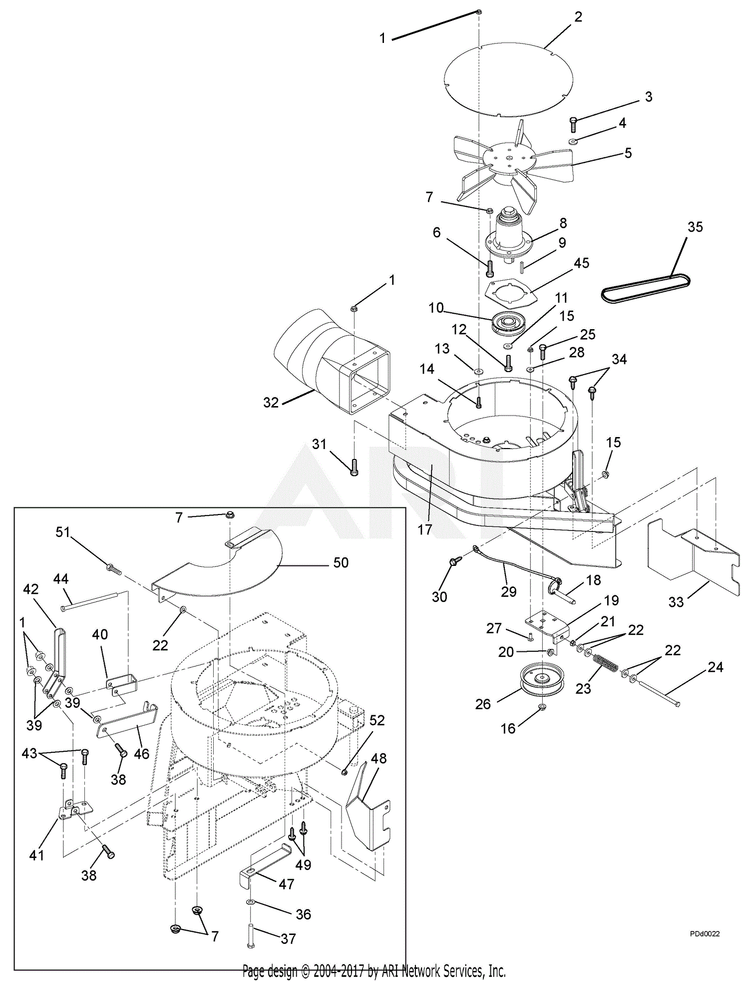 Gravely 891004 (000101 - ) 100i Series Bagger Parts Diagram for Blower ...