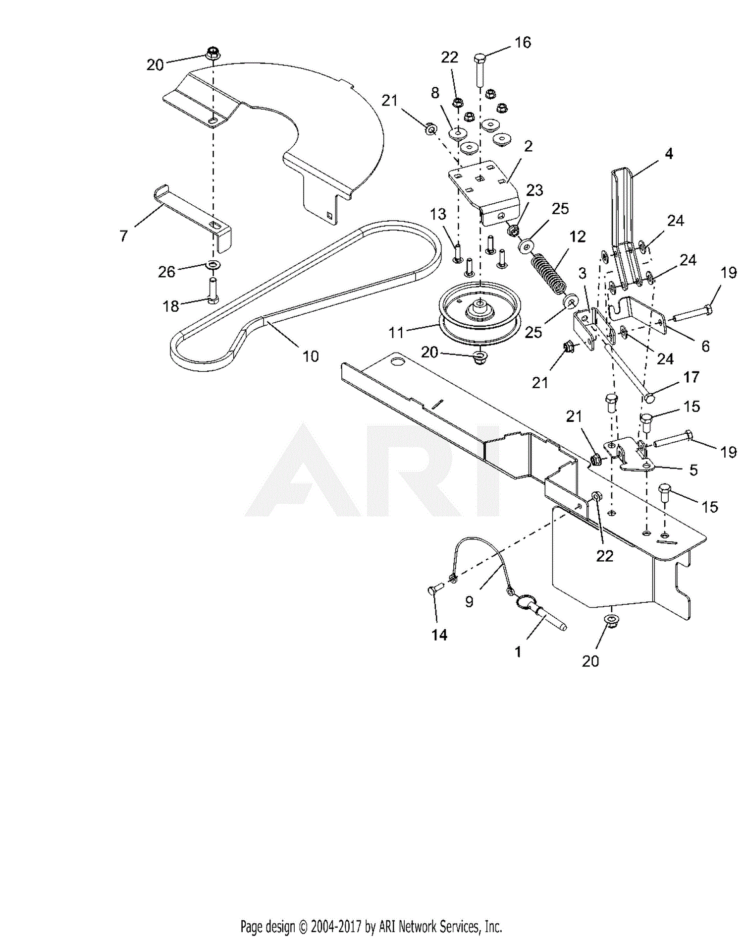 Gravely 892051 (000101 - 000999) 3-Bag Bagger Parts Diagram for Belt ...