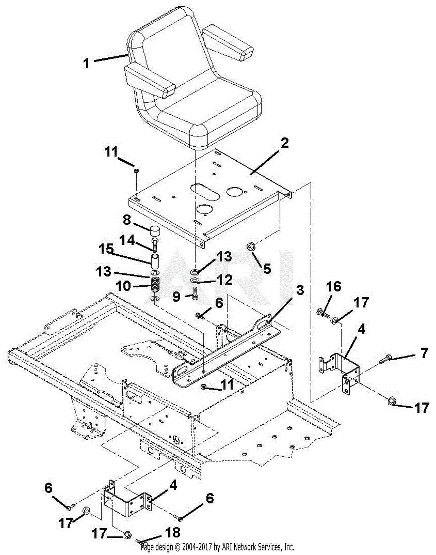 Gravely 915064 (000101 - 004999) Mini-ZT 1534 Parts Diagram for Seat ...