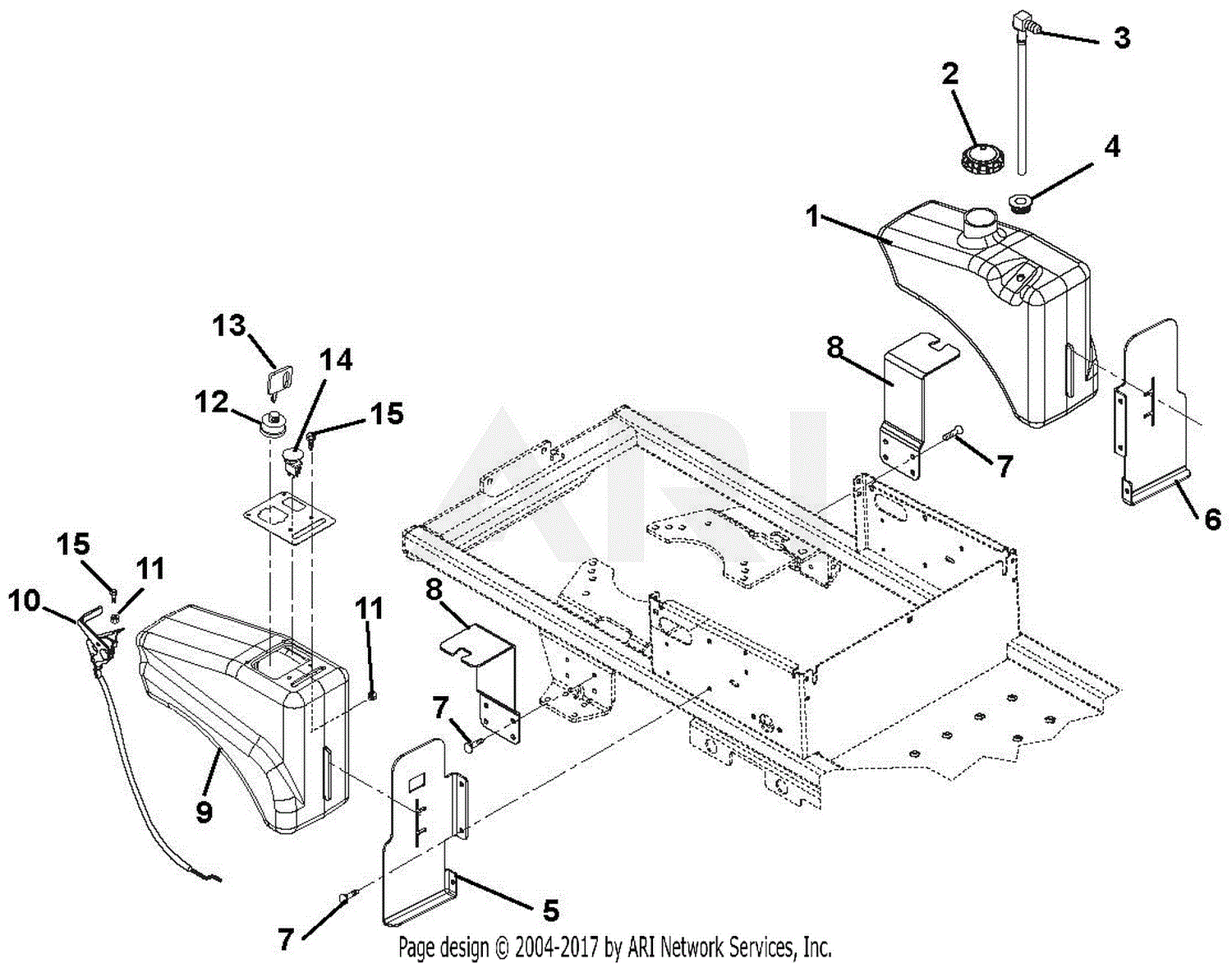 Gravely 915054 (005000 - 019999) Mini-ZT 1540 Parts Diagram for Fuel Tank