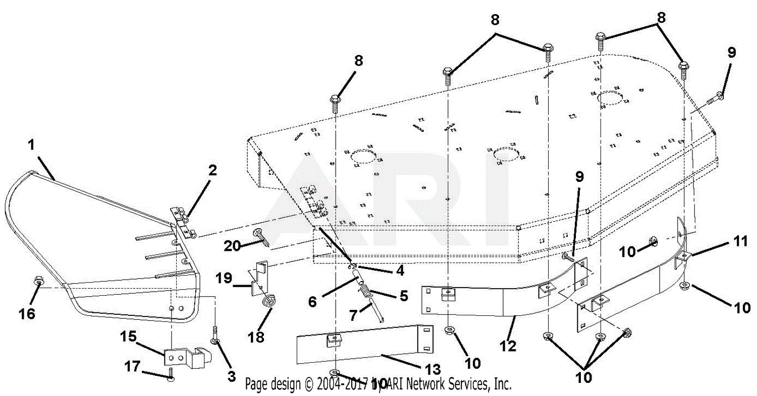 Gravely 915054 (005000 - 019999) Mini-ZT 1540 Parts Diagram for Baffles ...