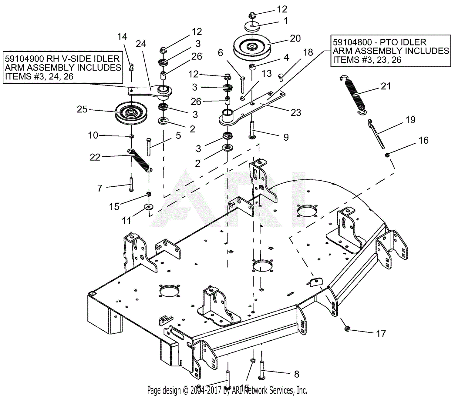 Gravely 991080 (030000 - 039999) Pro-Turn 152 Parts Diagram for Idlers ...