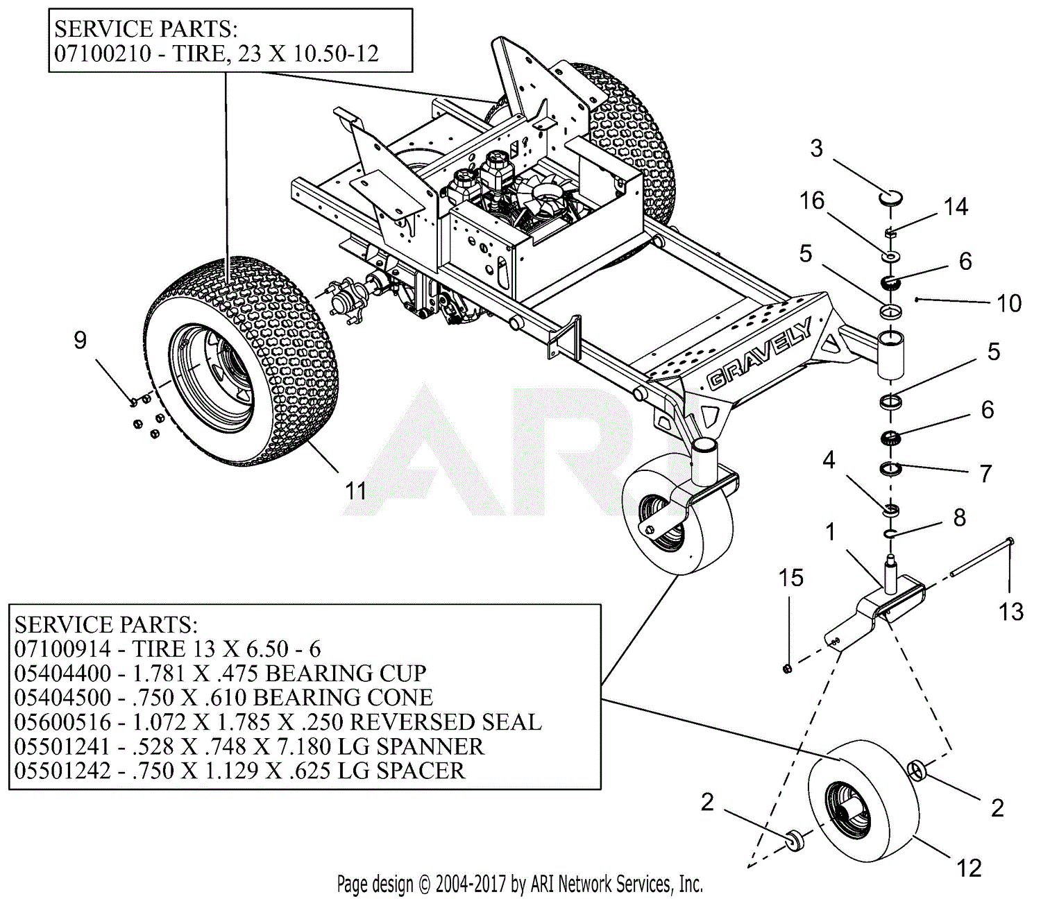 Gravely 991128 010000 016999 Pro Turn 148 Parts Diagram For Tire Assembly