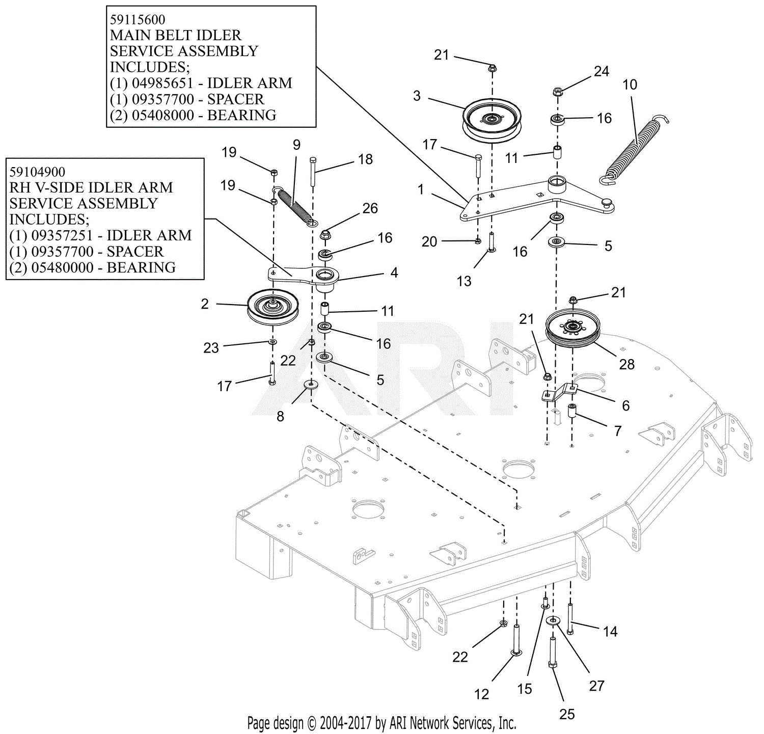 Gravely 991128 (017000 - ) Pro-Turn 148 Parts Diagram for Deck Idlers ...