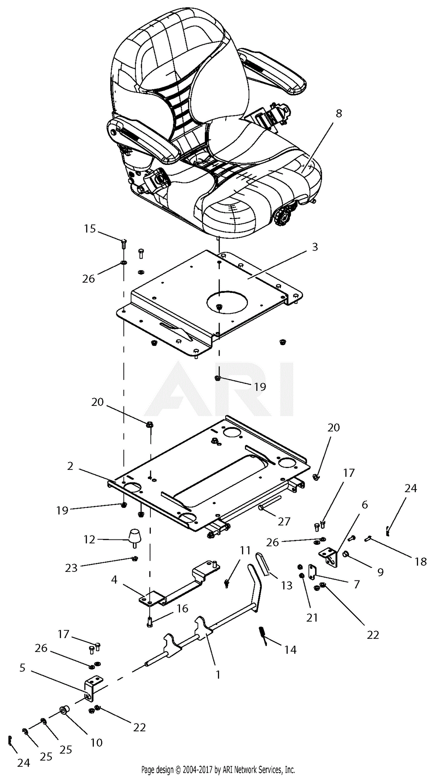 Gravely 992327 (030000 - 039999) Pro-Turn 272 CE Parts Diagram for Seat