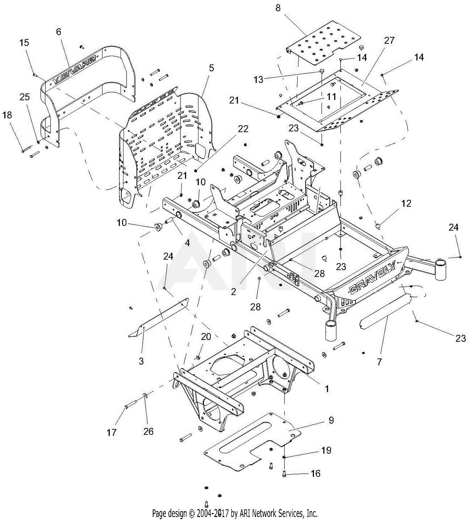 Gravely 992247 (041000 - ) Pro-Turn 452 EFI Parts Diagram for Frame ...