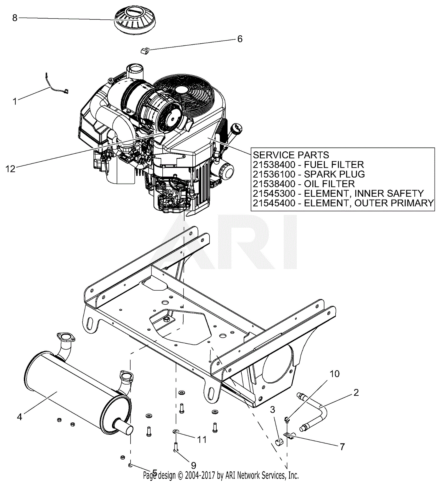 Gravely 992244 (030000 - 039999) Pro-Turn 460 Parts Diagram for Engine ...