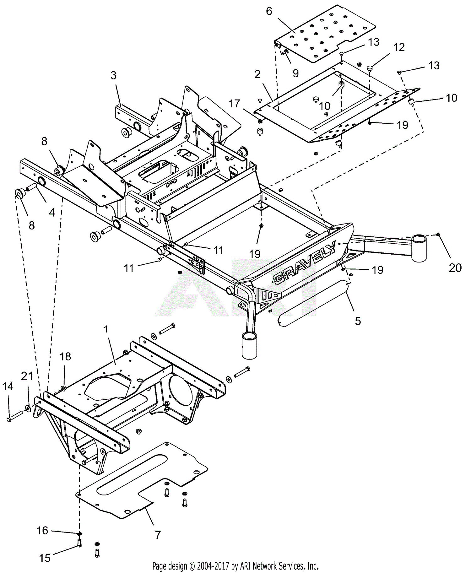 Gravely 992276 (075000 - 079999) Pro-Turn 472 Parts Diagram for Frame - 72