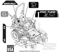 Gravely 991188 (000101 - 024999) Pro -Turn Z52 Parts Diagrams