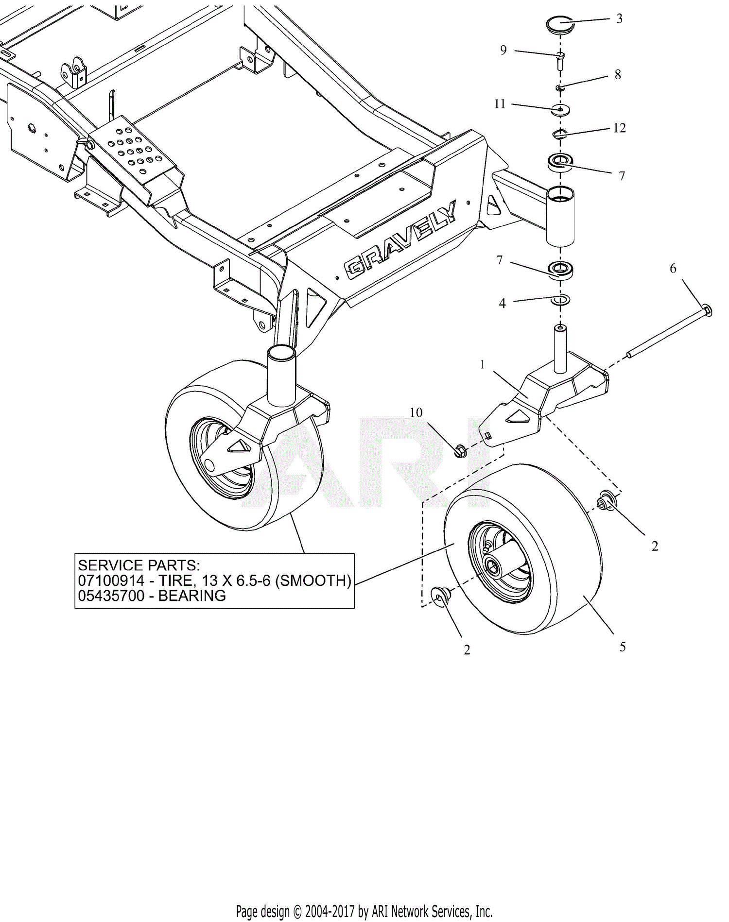 Gravely 991188 (000101 024999) Pro Turn Z52 Parts Diagram for Front