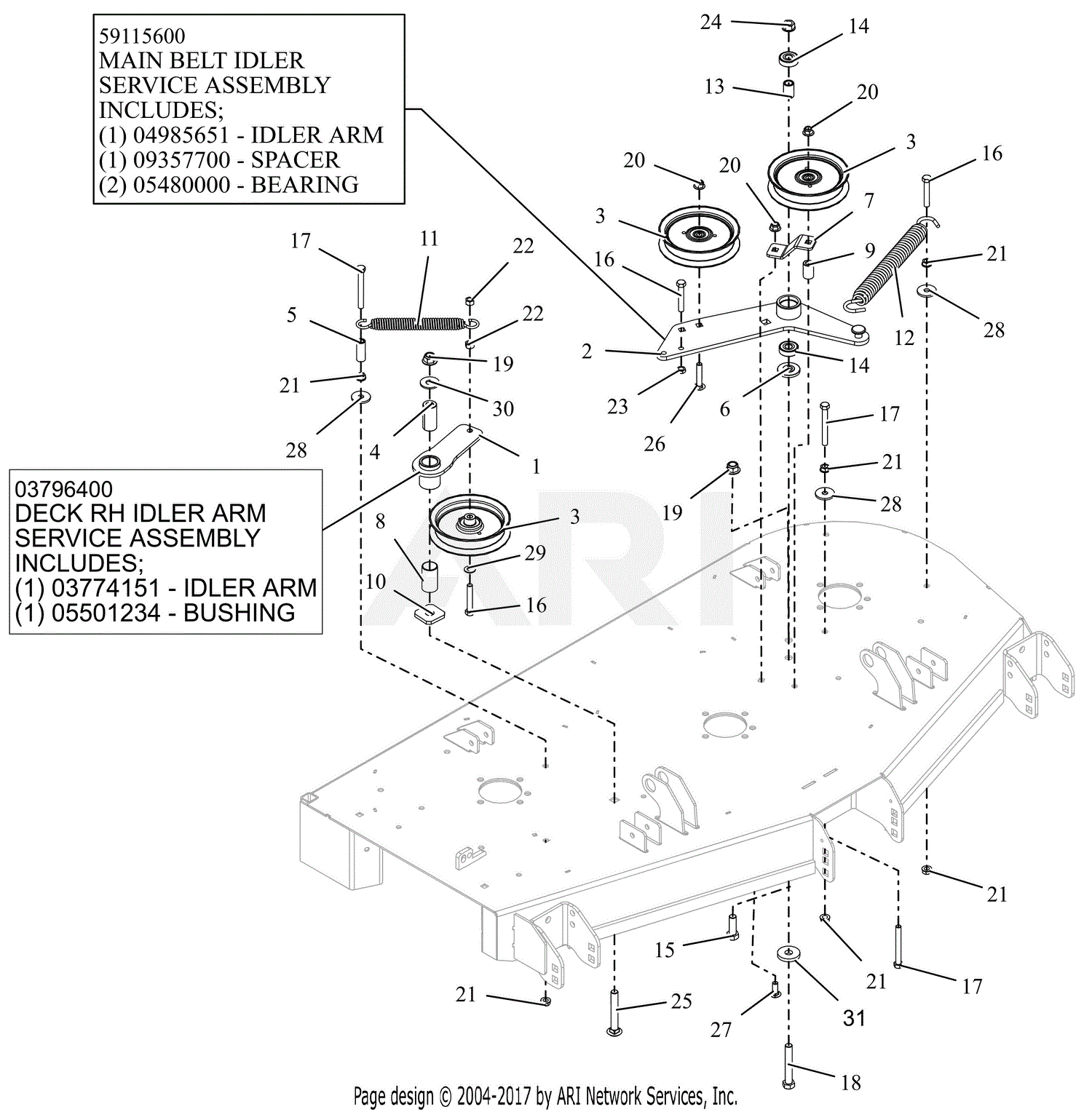 Gravely 991232 (035000 - ) Pro-Turn ZX 52 Parts Diagram for Idlers And ...