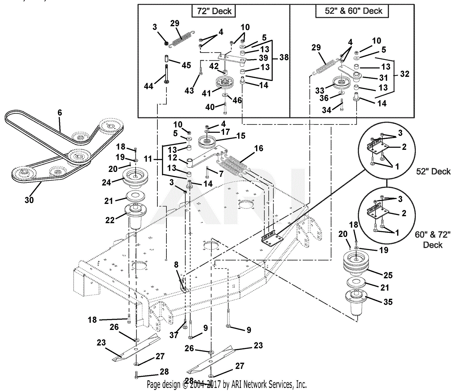 Gravely 992103 (000501 - ) 26HP 52" Deck Parts Diagram for ...