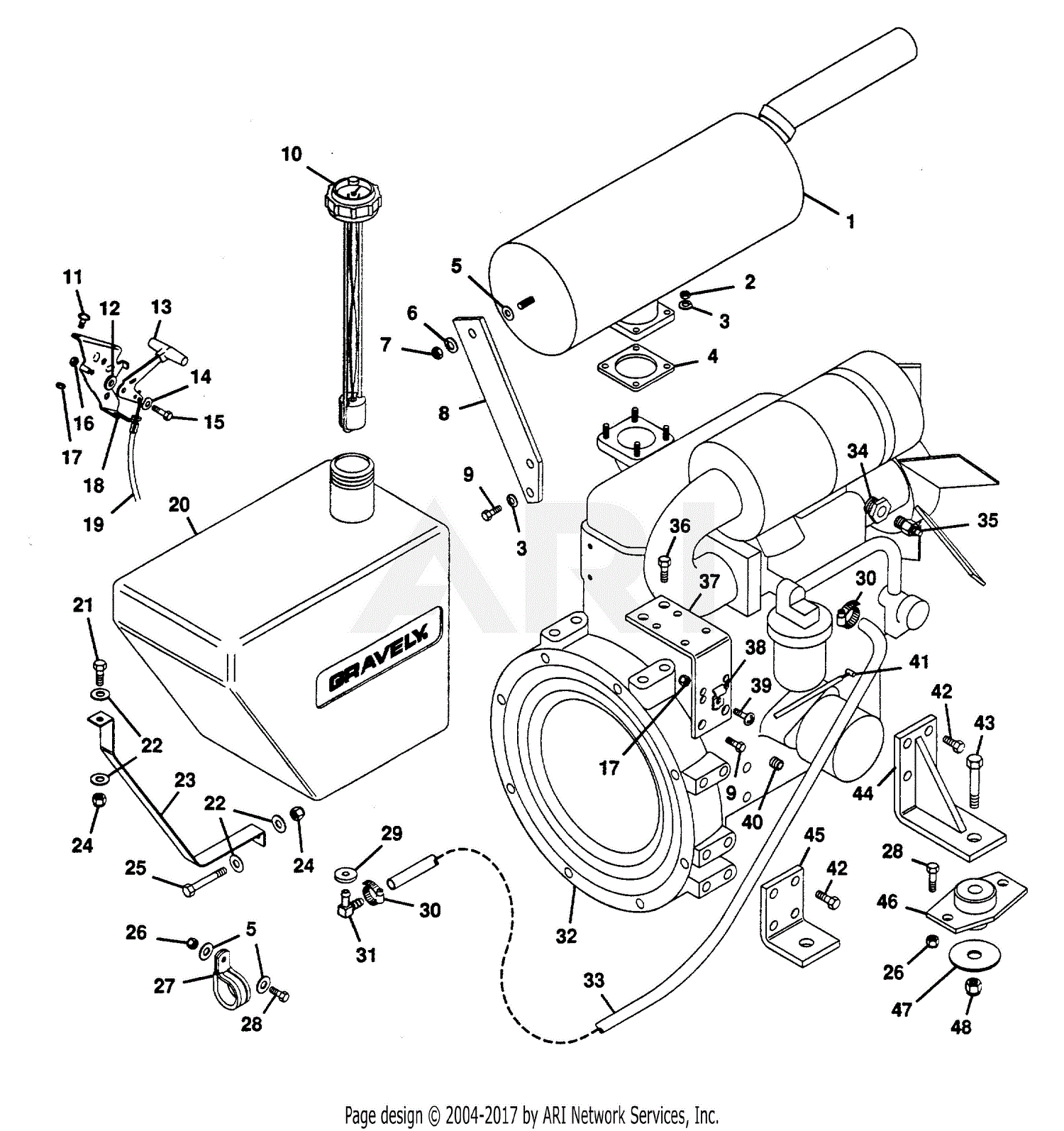 Gravely 51820 30-H, 35hp Yanmar Parts Diagram for ENGINE, FUEL AND EXHAUST