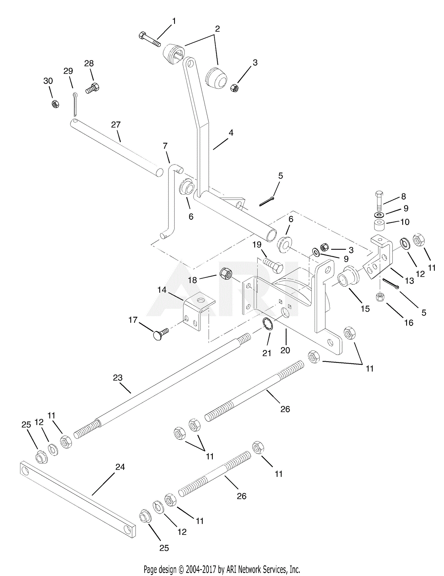 Gravely 989306 (000101 - ) PM460, 30hp Kubota Parts Diagram for PTO Control